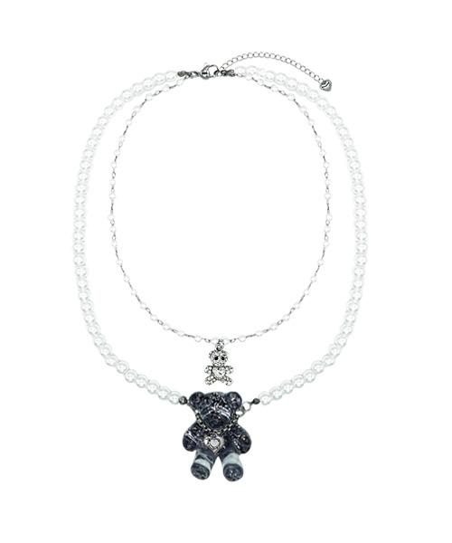 Randomoff Double Layered Twin Bear Necklace