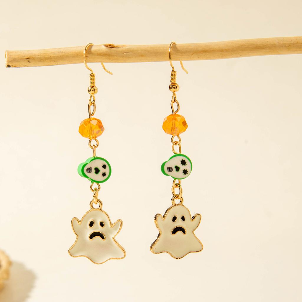 Ghost Halloween Carnival Night Ghost Head Doll Blood Eyes Bat Pumpkin Resin Funny Earrings