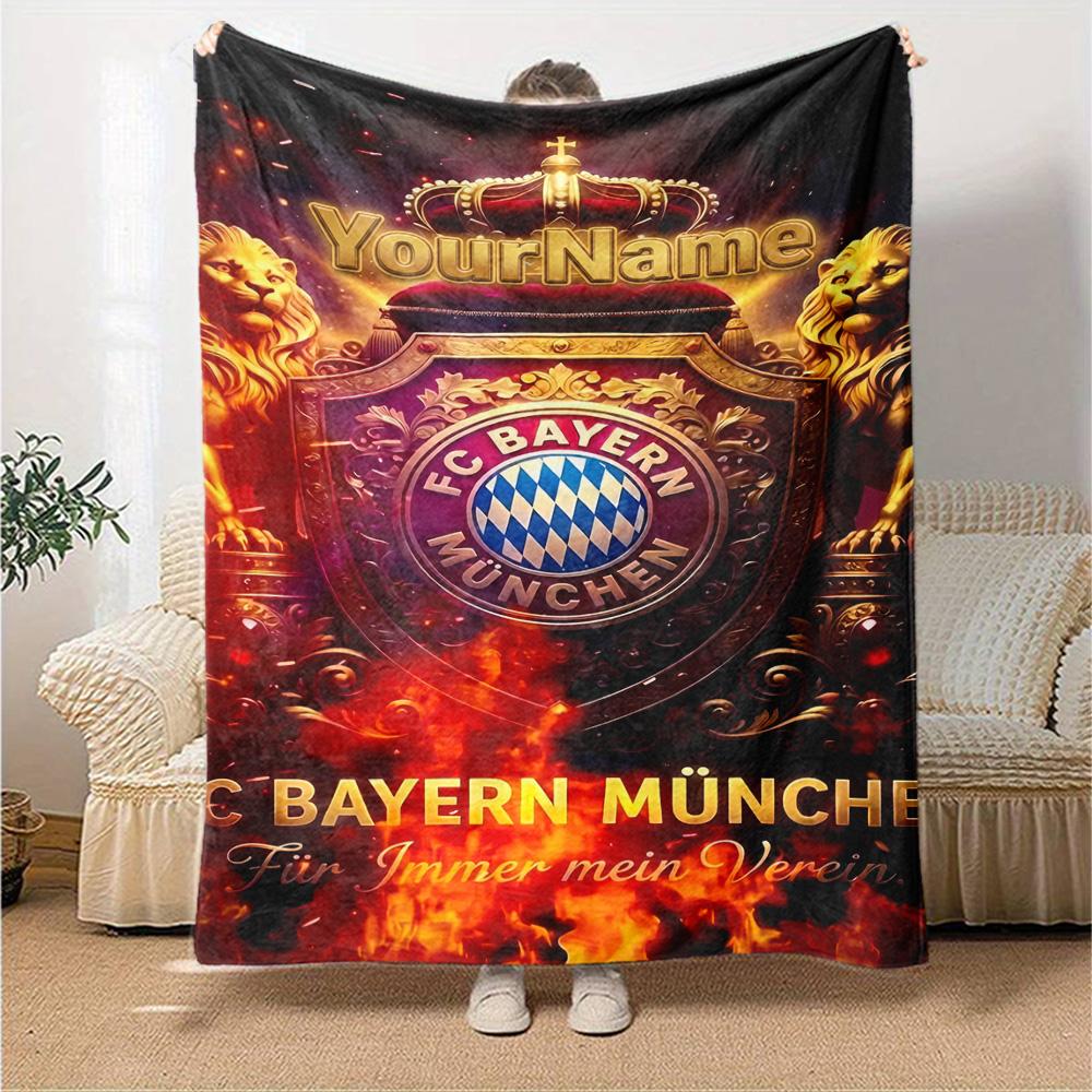 Bayern Munich Customize Your Name Blanket Multi-purpose Customizable Blanket Soft Warm Cozy Throw For Home Decor Living Room Office Chair Office