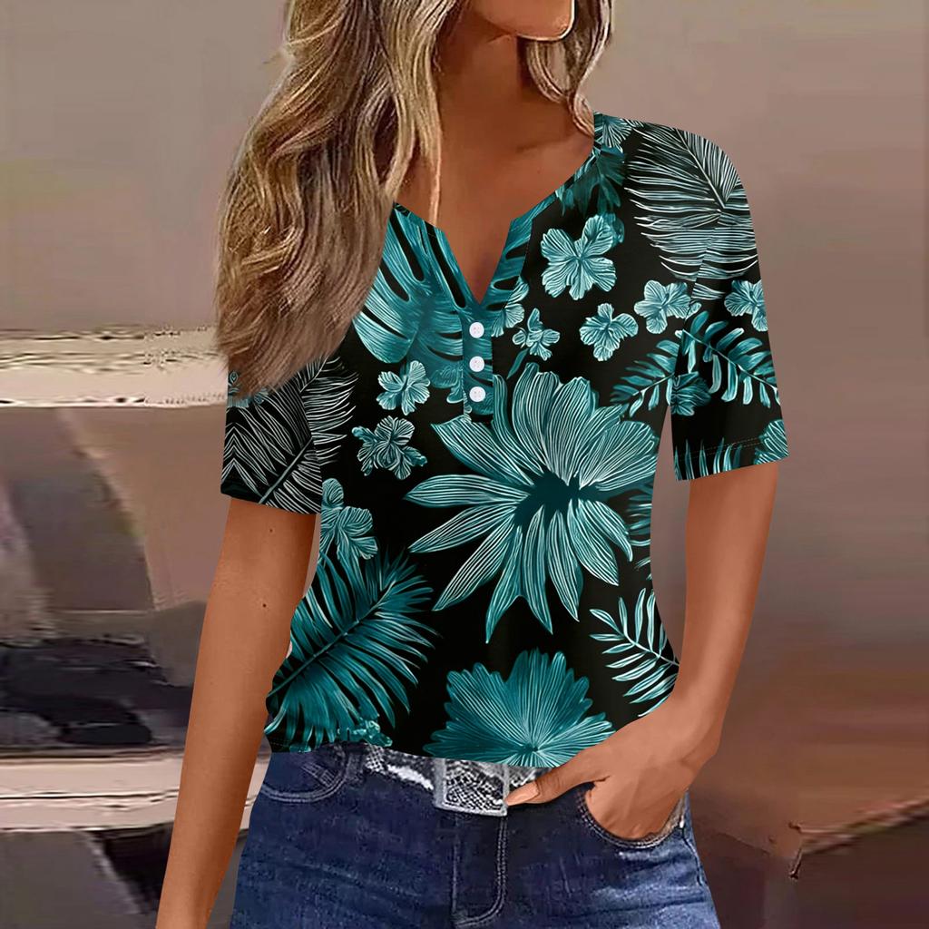 Women's Blouse Fashionable And Casual Short-Sleeved Printed T-shirt Top
