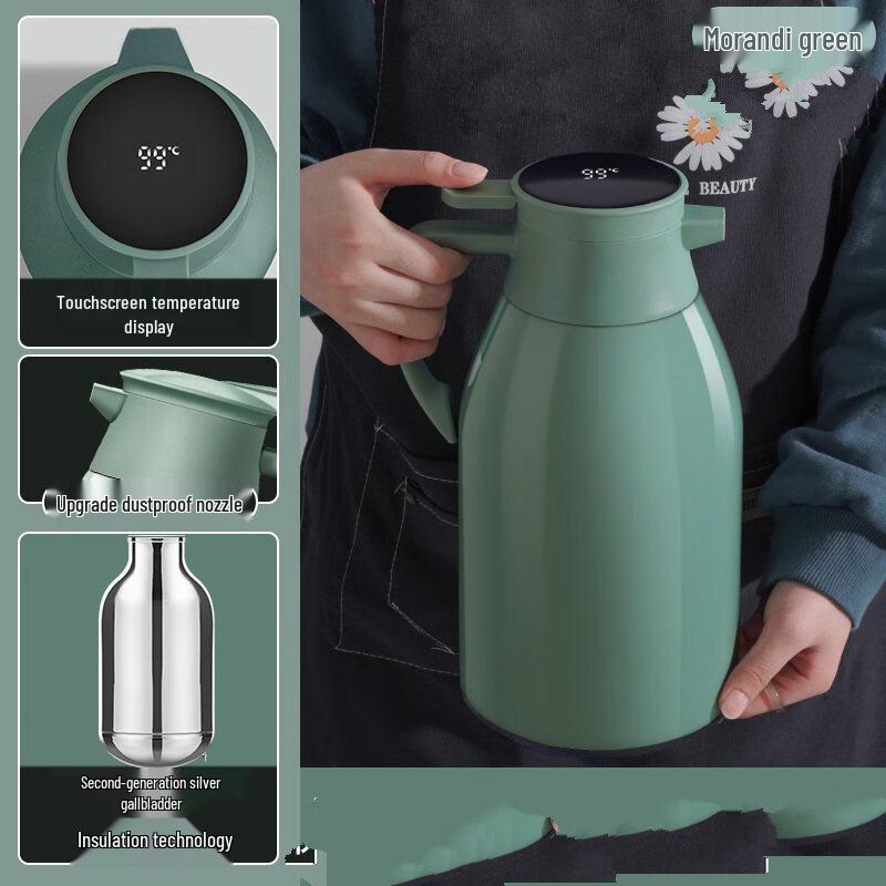 

Shangqi 1.0L Morandi Green Thermos with Temperature Display