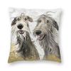 Happy Scottish Deerhound Square Pillowcase Polyester Linen Velvet Pattern Zip Decor Pillow Case Room Cushion Cover x