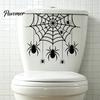 Indoor Party Atmosphere Props Halloween Spider Web Toilet Seat Sticker, Self-Adhesive Black Spiders Lid Moisture Proof Ceramic Tile Decals Decal,