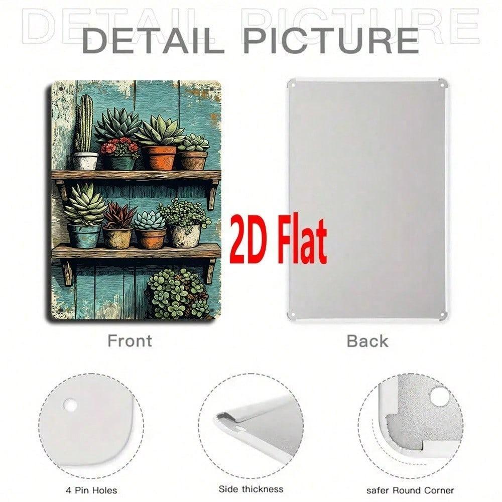 2D Flat Succulent Plant Wall Art, Outdoor Garden Sign, Botanical Home Decor Gift, Greenery Decor for Study Room Balcony