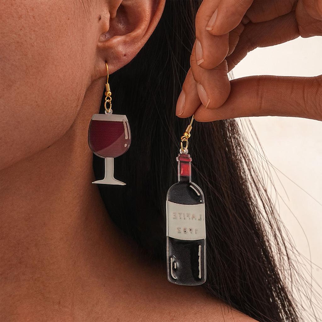 Environmentally Friendly Acrylic Earrings, Fashion Wine Glasses, Wine Bottles, Earrings, Earrings.
