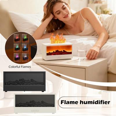 Verbeterde aromadiffuser met haardvlam, 6 van kleur veranderende lampjes, aromatherapie diffuser, koele oliebevochtiger met timer en afstandsbediening