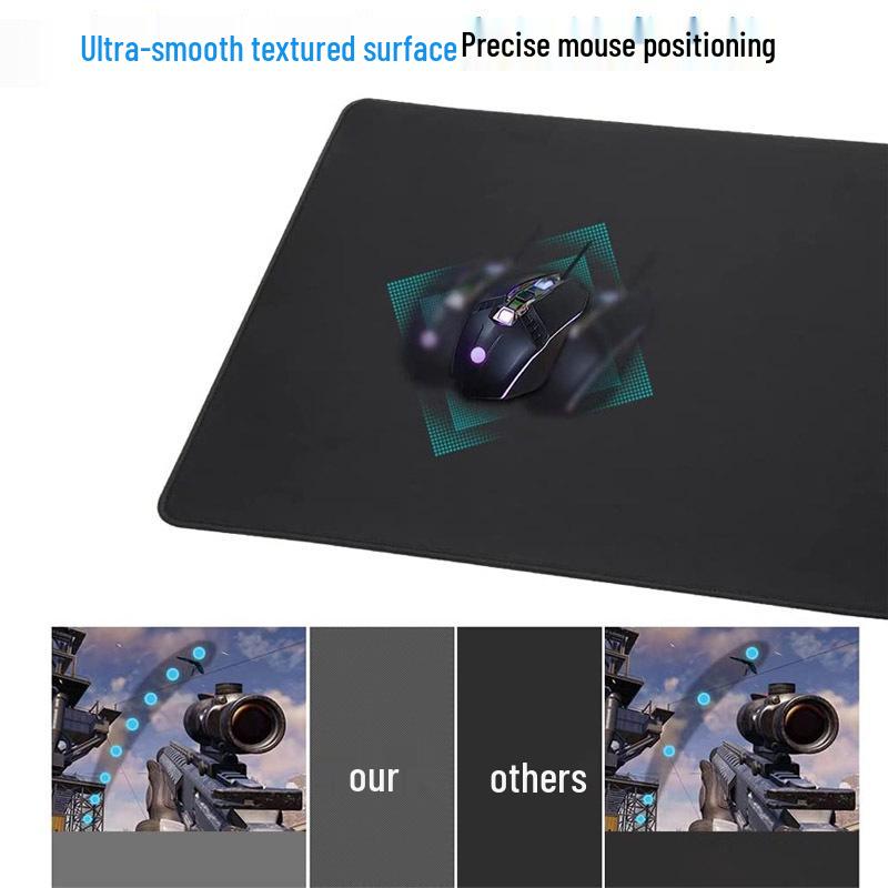 Waterproof Non-Slip Minimalist Black Mouse Pad, Small Size, Stitched Edge, Extra Large