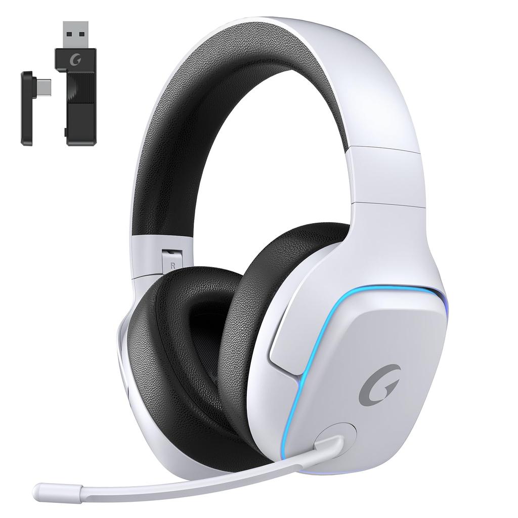Gvyugke Gaming Headset for PS5 Compatible with and Xbox 20ms Latency Gaming Headset with Active Noise 50mm 3D RGB and Mic [2.4G USB/Type-C