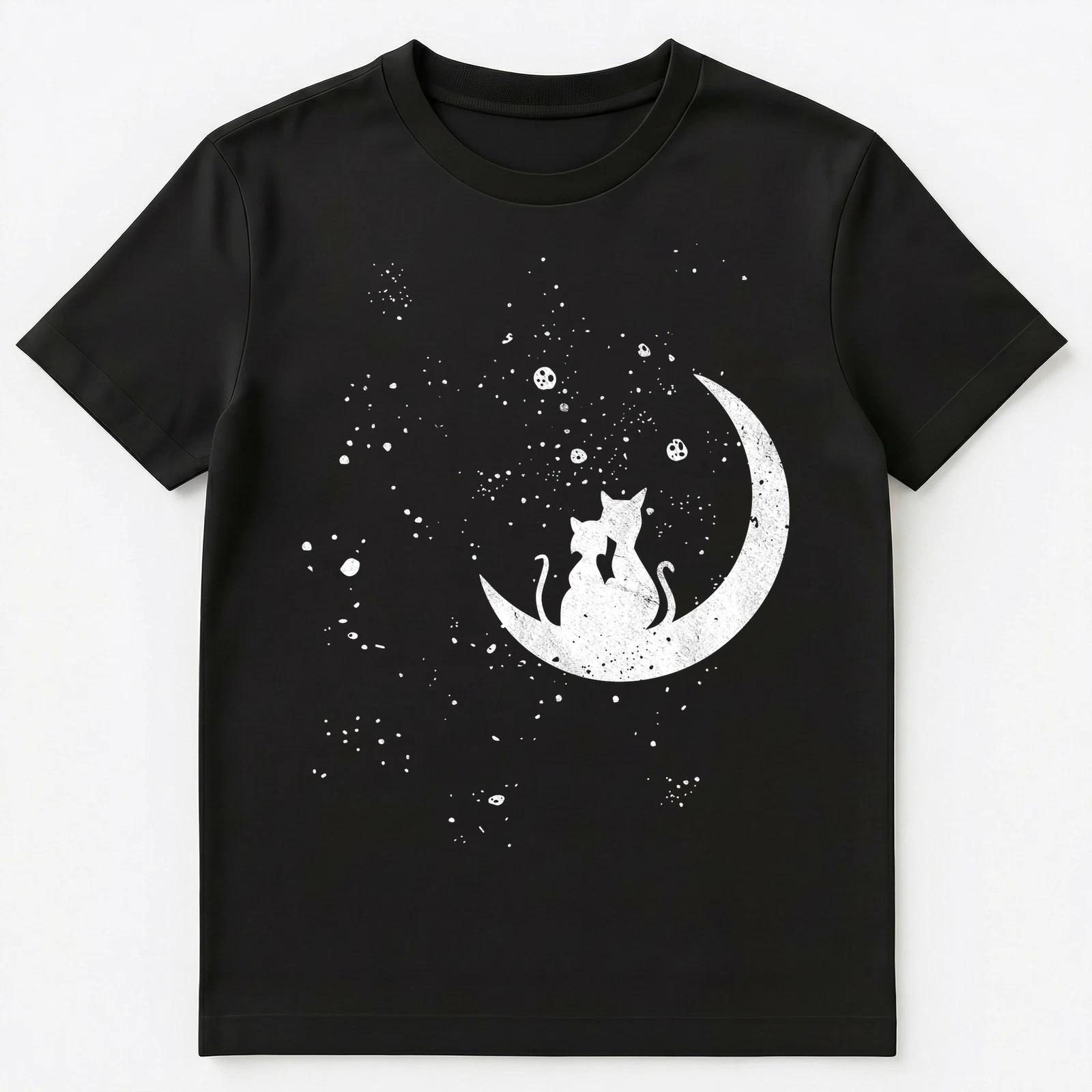 

Romantic Cat Couple In Love Sitting On The Moon Unisex T-Shirt S