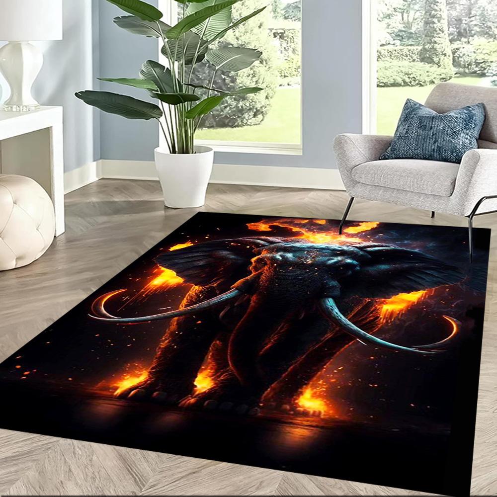 Colorful Elephant Artwork Floor Mats for Living Room, Bedroom and Room Decoration Are Suitable for Gifts.