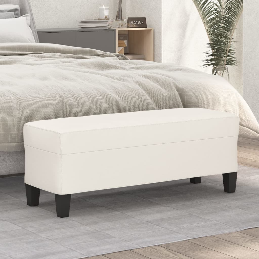 Cream Bench 100 X 35 X 41 Cm Artificial Leather