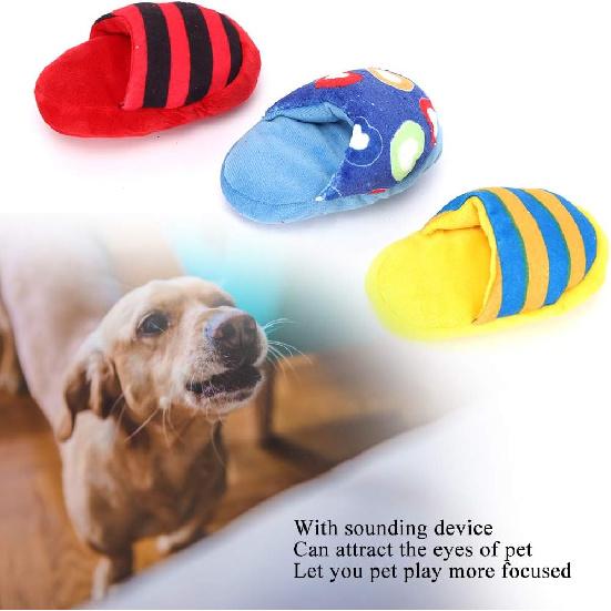 3PCS Small Dog Toys, Cute Slipper Shape Plush Dog Squeaky Puppy Chew Teething Toys Shoes Dog Toy for Small Dogs and Puppies