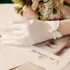 Elegant Five Finger Bridal Gloves Pearl White Black Full Finger Gloves Lolita JK Driving Mittens Women Girls