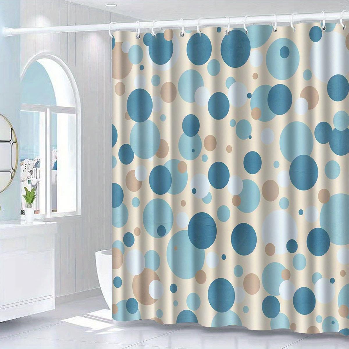 

1Pc Blue Round Pattern Shower Curtain With Hooks, Bathroom Partitions, Bathroom Accessories, Home Decoration W60H190(CM)-1 Pcs