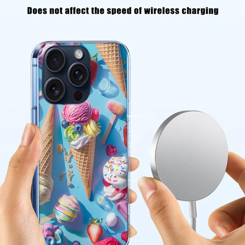 Colorful Ice Cream and Popsicles Clear Phone Case For Iphone 17 Air 16 Pro Max 15 Pro 14 Plus 17E 16E 11 13 12 Mini Cover Cases