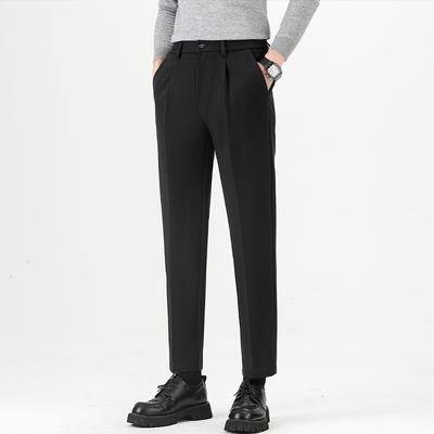 2024 Autumn And Winter New Woolen Pants Men'S Light Luxury Suit Pants Loose Straight Leg Trousers Casual Pants