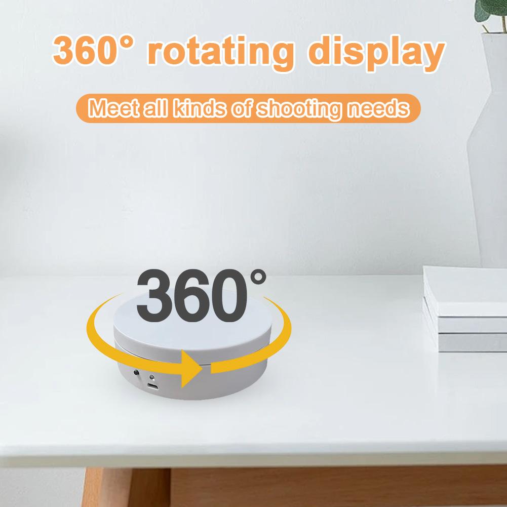 360 Degree Rotating Motorized Display Stand 12cm Electric Turntable USB Charging/Battery Operated for Model Cake 3D Images