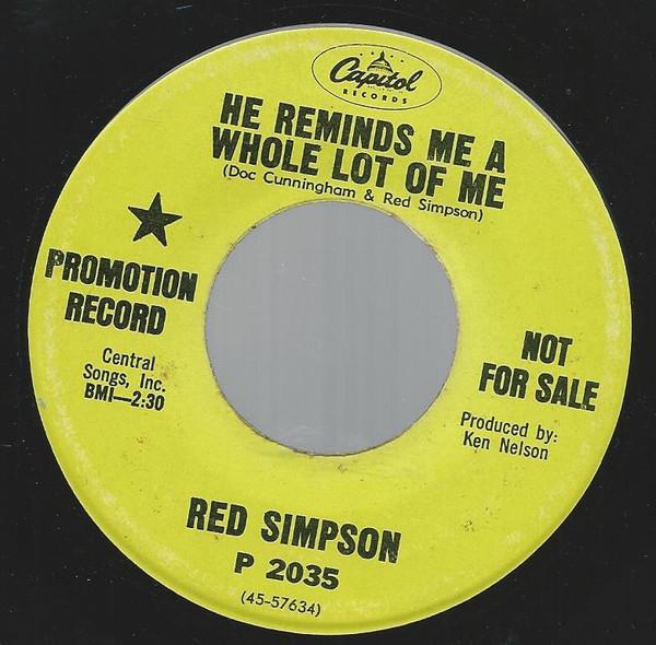 

7inch Record RED SIMPSON - He Reminds Me A Whole Lot Of Me / H P2035PROMO CAPITOL 1967 US Country/Folk Used