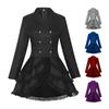 Women Double Breasted Victorian Steampunk Blazer Coat Gothic Tuxedo Tailcoat Jacket with Lace Hem Halloween Wedding Uniform Costume
