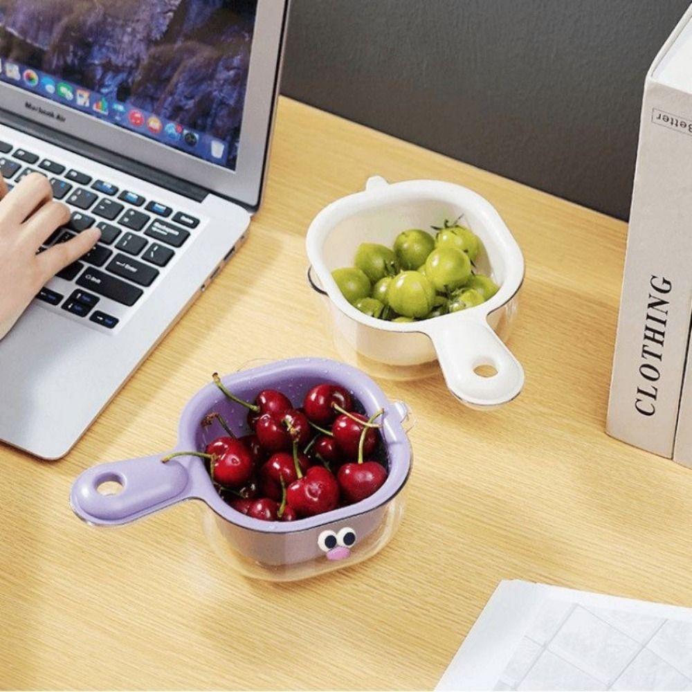 2 in 1 Drain Basket Cute Vegetable Storage Basket Simplicity Drainage Bowl Kitchen