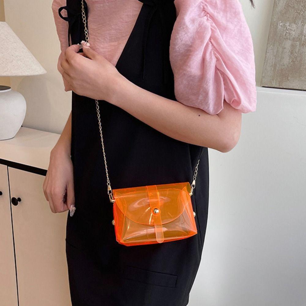 Kawaii Transparent Crossbody Bag Candy Color Mini Lipstick Bag Elegant Jelly Shoulder Bag  Shopping
