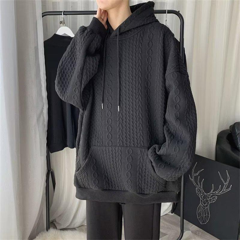 Men's Trendy Hoodie - Solid Color, Heavy Long Sleeve Pullover for Spring & Autumn