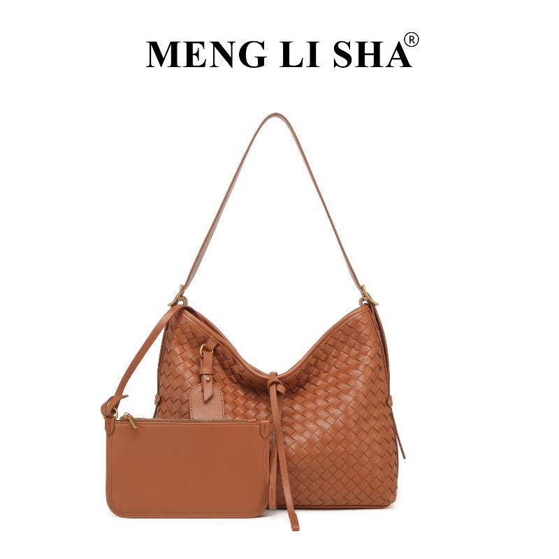 Woven bag one shoulder underarm tote bag retro fashion high sense messenger portable mother and child bag