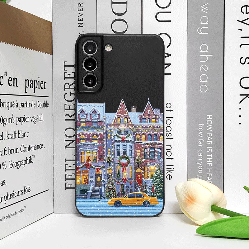 Christmas Building Winter Snow Scenery Phone Case for Samsung Galaxy A56 A42 A14 A55 A16 A54 A36 A53 A52 A51 A50 A15 Soft Cover