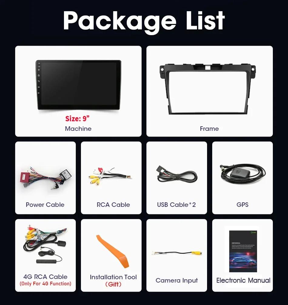 Android 14 Bluetooth Wireless CarPlay Touch Screen Stereo Car Radio Multimedia Player Navigation 4G GPS For Mazda CX-7 2008-2015