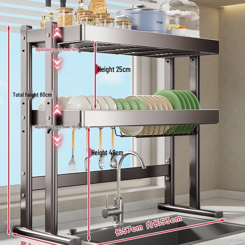 Danle Double-Layer Kitchen Sink Dish Drying Rack