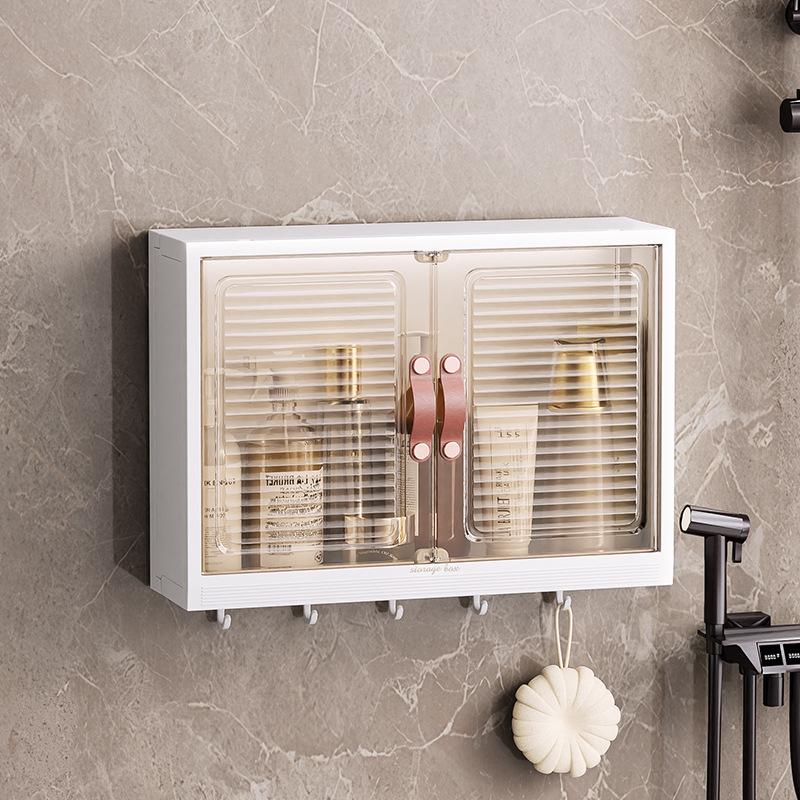 Bohrloser Badezimmer-Aufbewahrungsschrank, Wandmontierter Medizinschrank mit Magnetischer Tür & Spiegel Platzsparender Regal-Organizer