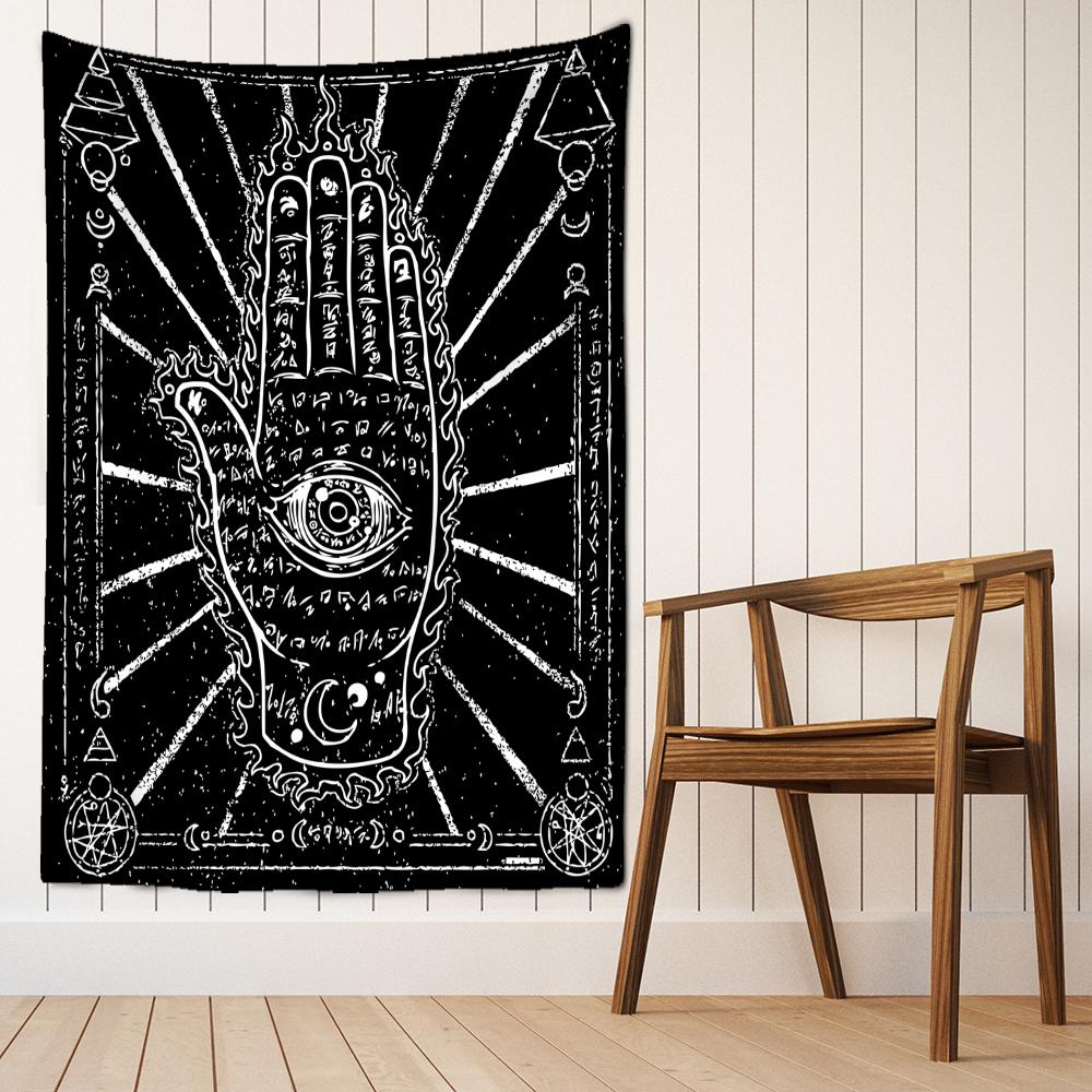 Psychodeliczny Czarny Kot Gobelin Ścienny Wiszący Czaszka Śmierć Hippie KSIĘŻYC WILK Czarostwo Abstrakcyjna Tajemnica TAPIZ Wystrój Domu