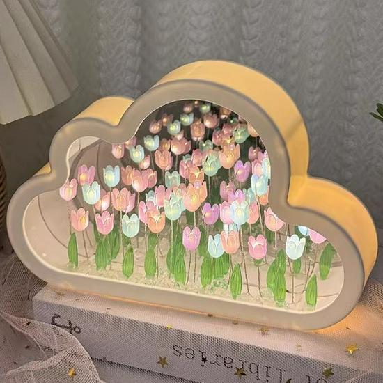 Creative Tulip Night Light Bouquet - DIY Handmade Flower Ornament Gift for Girls and Best Friends