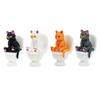 Funny Bathroom Cats Figurine and Toilet Ornament for Home Shelf Desk Accent and Miniature Scene Decoration