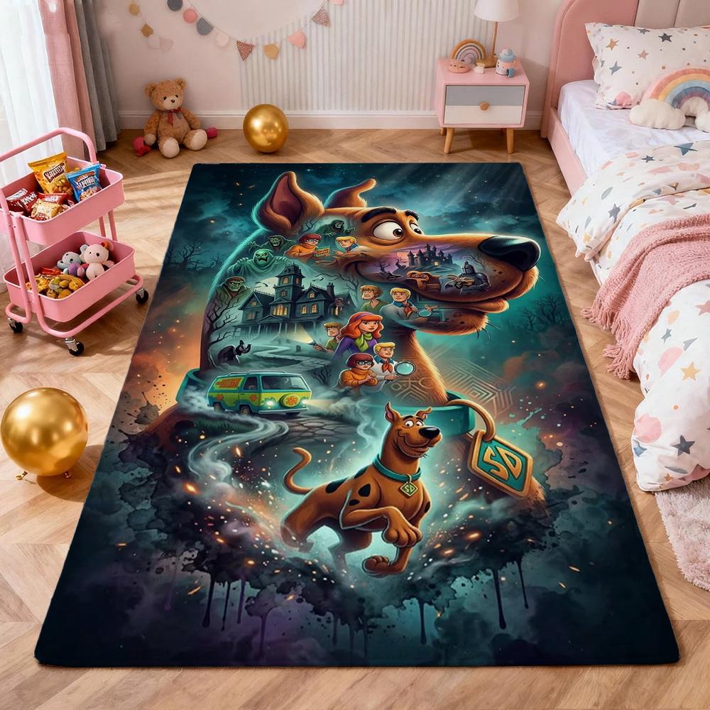 Scoobydoo Spooky Night Adventure Patterned Rug Soundproof Noisereducing Carpet For Bathroom Kitchen Home Party Decor Christmas Gift