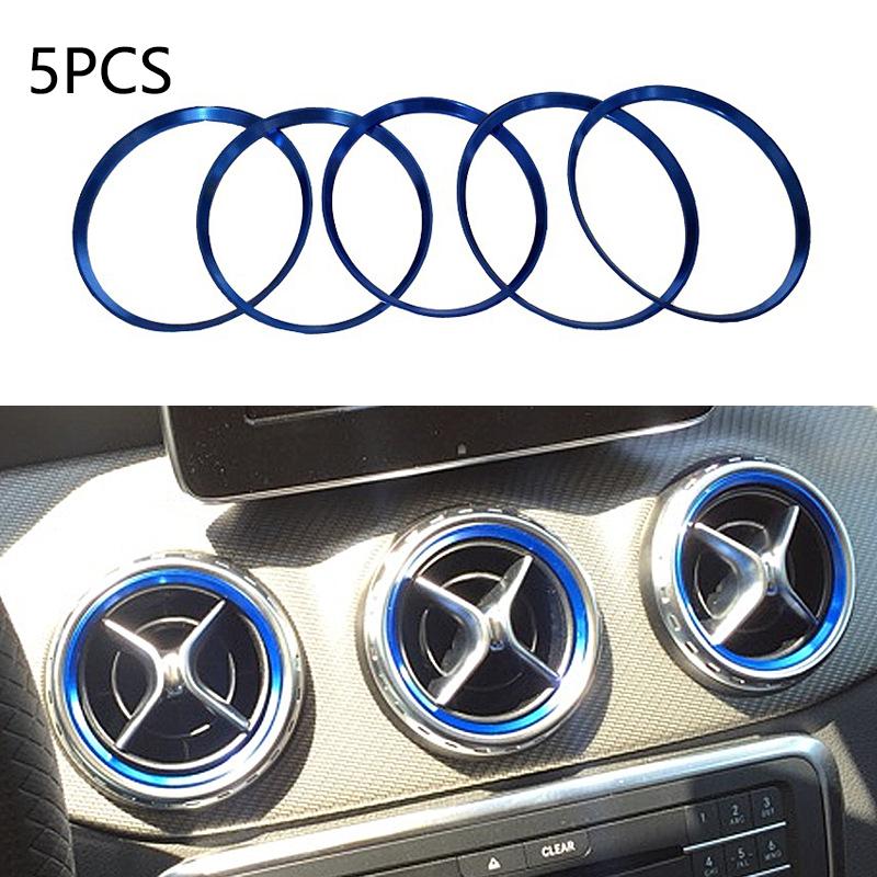 

5PCS Aluminium Alloy Air outlet sticker/Instrument Panel Air Outlet Decoration Ring For Mercedes Benz A/B/GLA/CLA