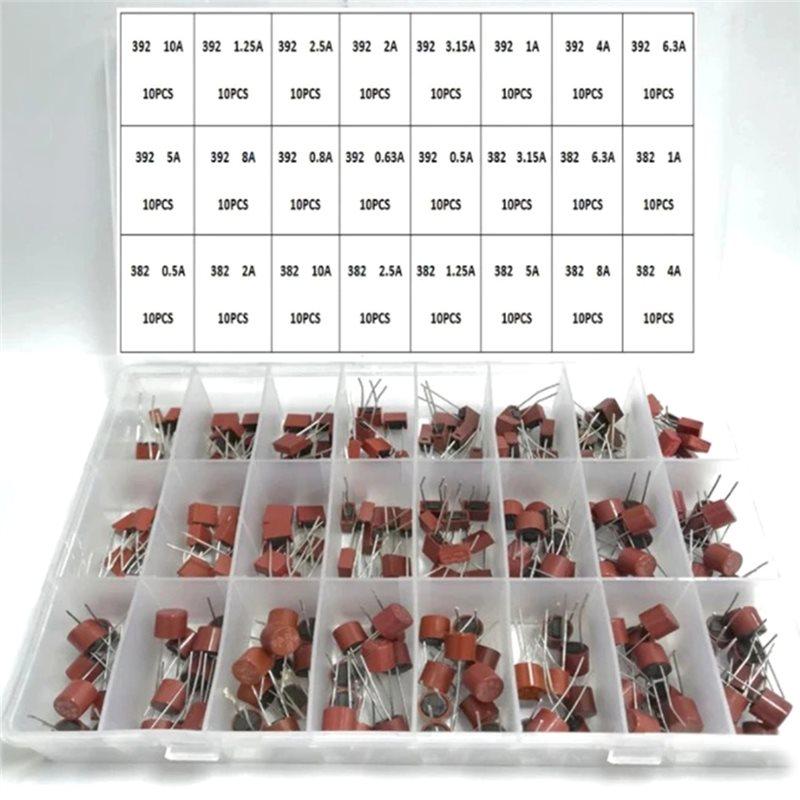 A25F-Blow Cylindrical Fuse 240Pcs 382 392 24Value 0.5A 1A 1.25A 2A 3.15A 4A 5A 6.3A 8A 10A Amp For LCD For TV Power PCB Insuranc
