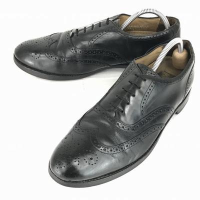 Made In Italy Vintage Goodyear Welt Full Brogue Decorative Nail Sole Wingtip Dress Shoes Size 27.0-27.5cm Black(USED)