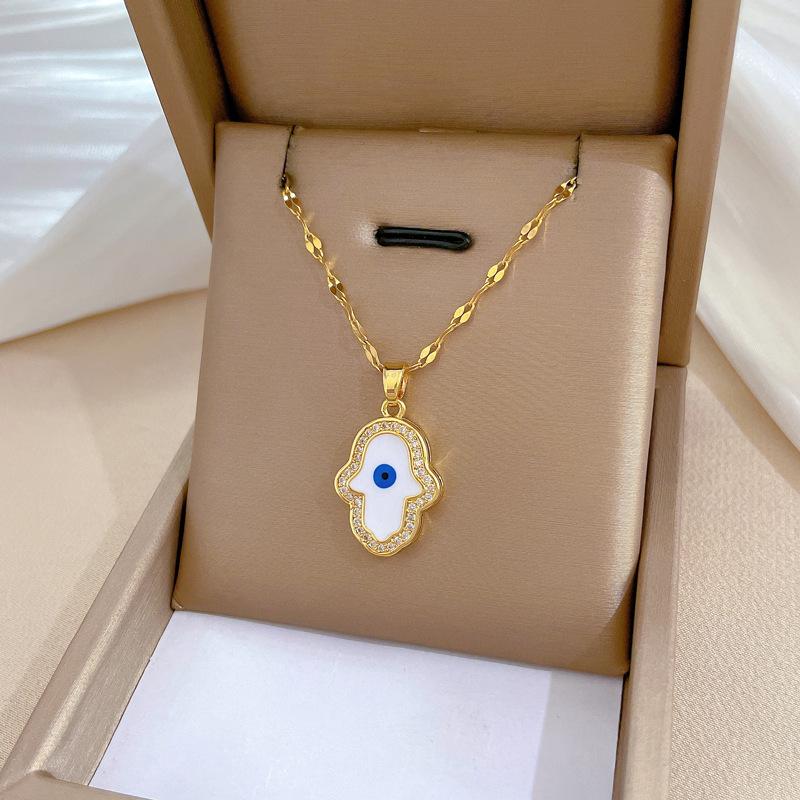 Geometric Popular Elements Luxury Banquet Wedding Necklace Women'S Versatile Clavicle Chain Titanium Steel