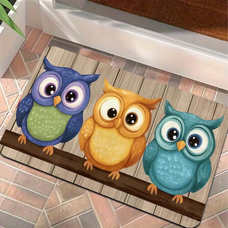 1pc Cute Owl Doormat - Colorful Owl Design, Non-slip and Machine Washable, Indoor/outdoor Flannel Rug - Holiday Gift, Suitable for Outdoor Doorways, K
