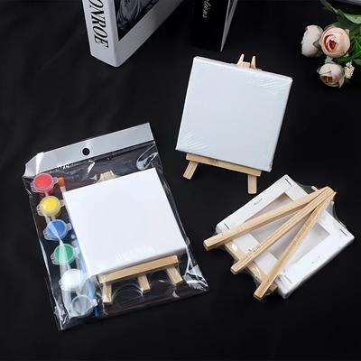 1/2/3pcs DIY Painting Set - Wooden Easel Frame, Acrylic Paints, Brushes & Blank Canvas Panel, Ideal for Oil & Acrylic Painting
