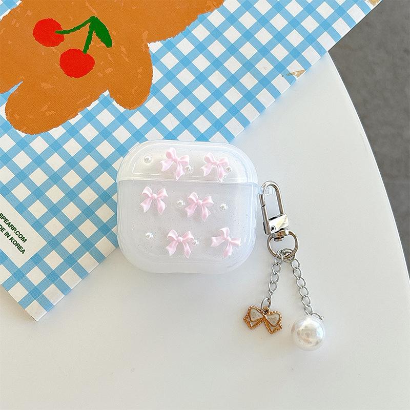 Pearl Bow Earphone Cover For Apple Airpods 4 Bluetooth Protective Case Airpods Pro Bow Pendant
