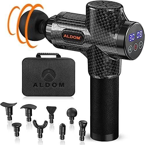 Pistolet De Massage Musculaire ALDOM Appareil De Massage Masseur De Muscle Profonds Avec 30 Niveaux Réglables, 6 Têtes De Massage Et