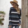 Oversize Women Loose Stripe Sweatshirt Sweater Round Neck Tshirt