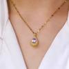 Purple Zircon Water Drop Necklace Women'S Light Luxury High-End Sense Versatile Durian Pendant Summer Collarbone Chain