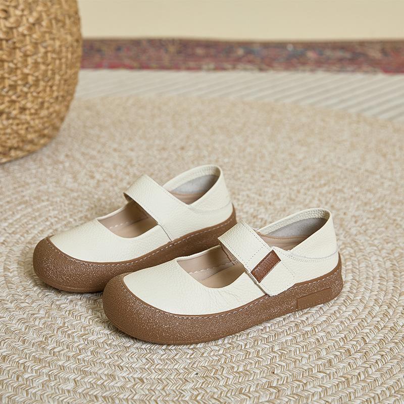 

First layer cowhide leather women s platform buckle casual shoes women s Mary Jane women s shoes 35