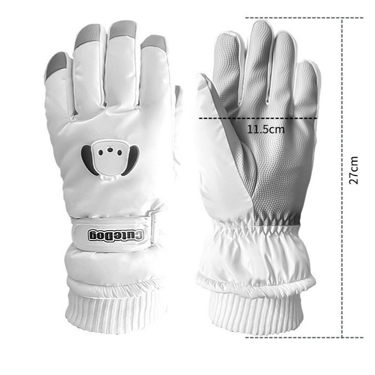 

Ski gloves women s winter velvet thickened warm outdoor windproof cold touch screen hand non-slip One size fits all белый