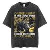 Amare Box No Thoughts Head Empty Japanese T Shirt Funny Frog Mouse Vintage Washed Casual Loose Short Sleeve Unisex Soft