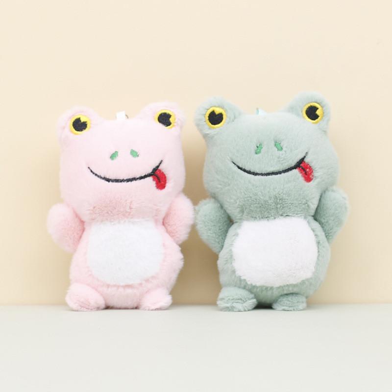 Cute Green Frog Plush Toy Keychain Short Plush Stuffed Animal For Bags And Weddings