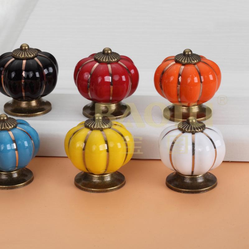 Country-Style Colorful Pumpkin and Ceramic Cartoon Drawer & Cabinet Handles